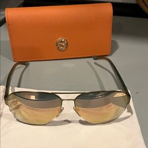 Tory Burch Gold Sunglasses with Orange Case